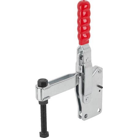 Kipp Toggle Clamp Standard L=229, 2 Steel, Vertical Foot, Comp:Plastic, Comp:Red, F2=8000 K1248.08000